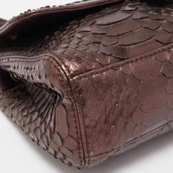 Pre Owned Chanel Bronze Python Medium Soho Tassel Single Flap Bag