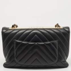 Pre Owned Chanel Black Chevron Leather Trendy CC Flap Bag
