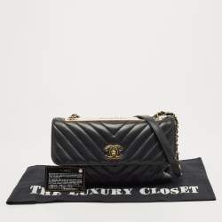 Pre Owned Chanel Black Chevron Leather Trendy CC Flap Bag