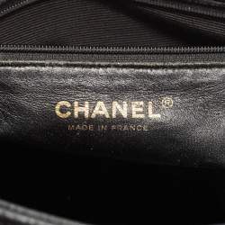 Pre Owned Chanel Black Quilted Caviar Leather Medallion Tote