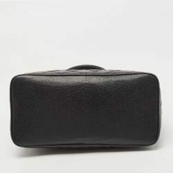 Pre Owned Chanel Black Quilted Caviar Leather Medallion Tote
