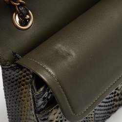 Pre Owned Chanel Tricolor Python Medium Classic Double Flap Bag 