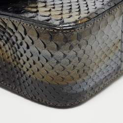 Pre Owned Chanel Tricolor Python Medium Classic Double Flap Bag 
