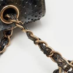 Pre Owned Chanel Tricolor Python Medium Classic Double Flap Bag 