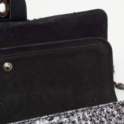Pre Owned Chanel Silver/Black Python Medium Classic Double Flap Bag