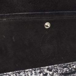 Pre Owned Chanel Silver/Black Python Medium Classic Double Flap Bag
