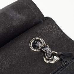 Pre Owned Chanel Silver/Black Python Medium Classic Double Flap Bag