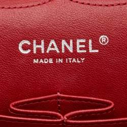 Pre Owned Chanel Red Quilted Patent Leather Jumbo Classic Double Flap Bag