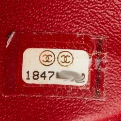 Pre Owned Chanel Red Quilted Patent Leather Jumbo Classic Double Flap Bag