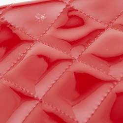 Pre Owned Chanel Red Quilted Patent Leather Jumbo Classic Double Flap Bag
