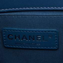 Pre Owned Chanel Blue Quilted Leather Small Boy Flap Bag