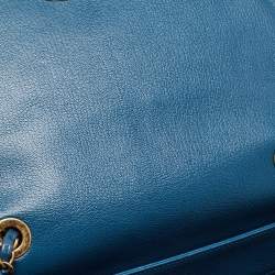 Pre Owned Chanel Blue Quilt Stitched Leather Coco Curve Flap Shoulder Bag