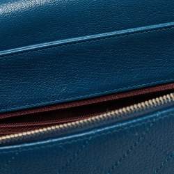 Pre Owned Chanel Blue Quilt Stitched Leather Coco Curve Flap Shoulder Bag