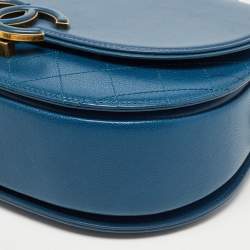 Pre Owned Chanel Blue Quilt Stitched Leather Coco Curve Flap Shoulder Bag