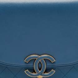 Pre Owned Chanel Blue Quilt Stitched Leather Coco Curve Flap Shoulder Bag