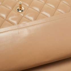 Pre Owned Chanel Beige Quilted Leather Jumbo Classic Double Flap Bag
