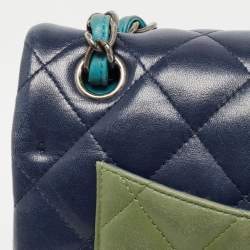 Pre Owned Chanel Tri Color Quilted Leather Jumbo Classic Double Flap Bag