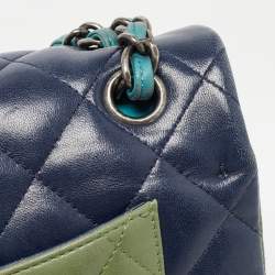 Pre Owned Chanel Tri Color Quilted Leather Jumbo Classic Double Flap Bag