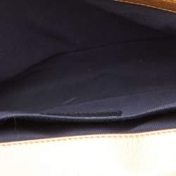 Pre Owned Chanel Gold Cube Embossed Leather Medium Boy Flap Bag