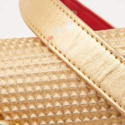 Pre Owned Chanel Gold Cube Embossed Leather Medium Boy Flap Bag