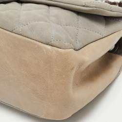 Pre Owned Chanel Grey Quilted Iridescent Leather In-The-Mix Medium Flap Bag