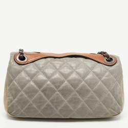 Pre Owned Chanel Grey Quilted Iridescent Leather In-The-Mix Medium Flap Bag