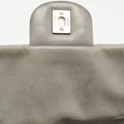 Pre Owned Chanel Grey Quilted Iridescent Leather In-The-Mix Medium Flap Bag