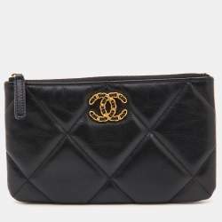 Pre Owned Chanel Black Quilted Leather 19 Pouch 
