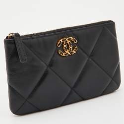 Pre Owned Chanel Black Quilted Leather 19 Pouch 