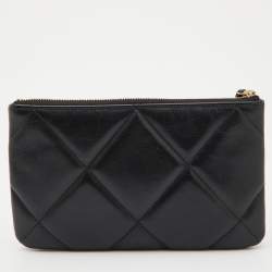 Pre Owned Chanel Black Quilted Leather 19 Pouch 