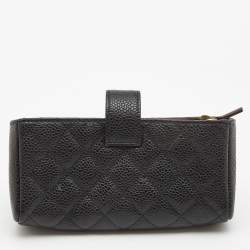 Pre Owned Chanel Black Quilted Caviar Leather CC O Phone Pouch