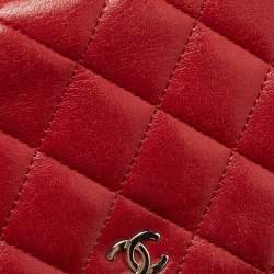 Chanel Red Quilted Leather Classic Wallet on Chain
