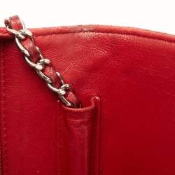 Chanel Red Quilted Leather Classic Wallet on Chain