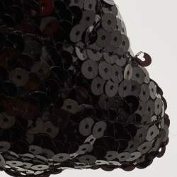 Pre Owned Chanel Black Sequins CC Half Moon Clutch
