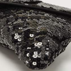 Pre Owned Chanel Black Sequins CC Half Moon Clutch