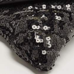 Pre Owned Chanel Black Sequins CC Half Moon Clutch