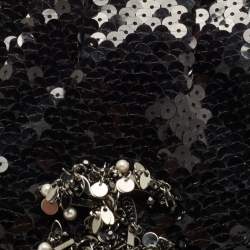 Pre Owned Chanel Black Sequins CC Half Moon Clutch