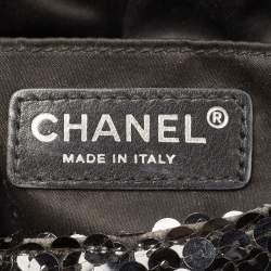Pre Owned Chanel Black Sequins CC Half Moon Clutch