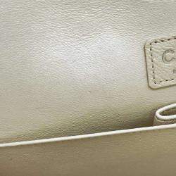 Pre Owned Chanel White Leather Classic Medium Double Flap Shoulder Bag