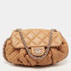 Chanel Tan Quilted Leather Medium Chain Around Shoulder Bag Chanel