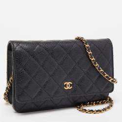 Chanel Black Quilted Caviar Leather WOC Bag