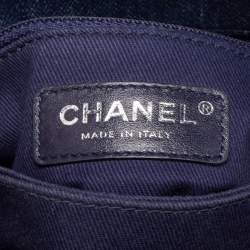 Pre Owned Chanel Blue Quilted Denim and Leather Mini Coco Top Handle Bag