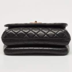 Pre Owned Chanel Black Quilted Leather Knock On Wood Top Handle Bag