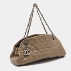 Pre Owned Chanel Olive Green Quilted Caviar Leather Medium Just Mademoiselle Bowler Bag