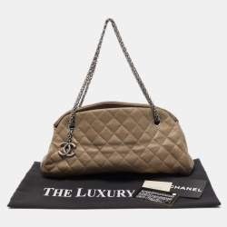Pre Owned Chanel Olive Green Quilted Caviar Leather Medium Just Mademoiselle Bowler Bag