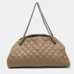 Pre Owned Chanel Olive Green Quilted Caviar Leather Medium Just Mademoiselle Bowler Bag