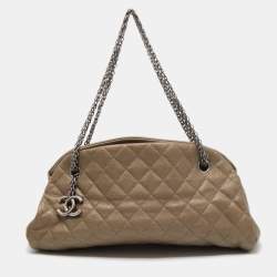 Pre Owned Chanel Olive Green Quilted Caviar Leather Medium Just Mademoiselle Bowler Bag