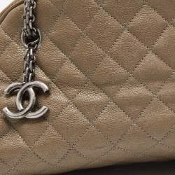 Pre Owned Chanel Olive Green Quilted Caviar Leather Medium Just Mademoiselle Bowler Bag