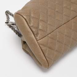 Pre Owned Chanel Olive Green Quilted Caviar Leather Medium Just Mademoiselle Bowler Bag