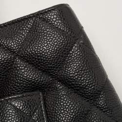 Pre Owned Chanel Black Quilted Caviar Leather Medallion Tote